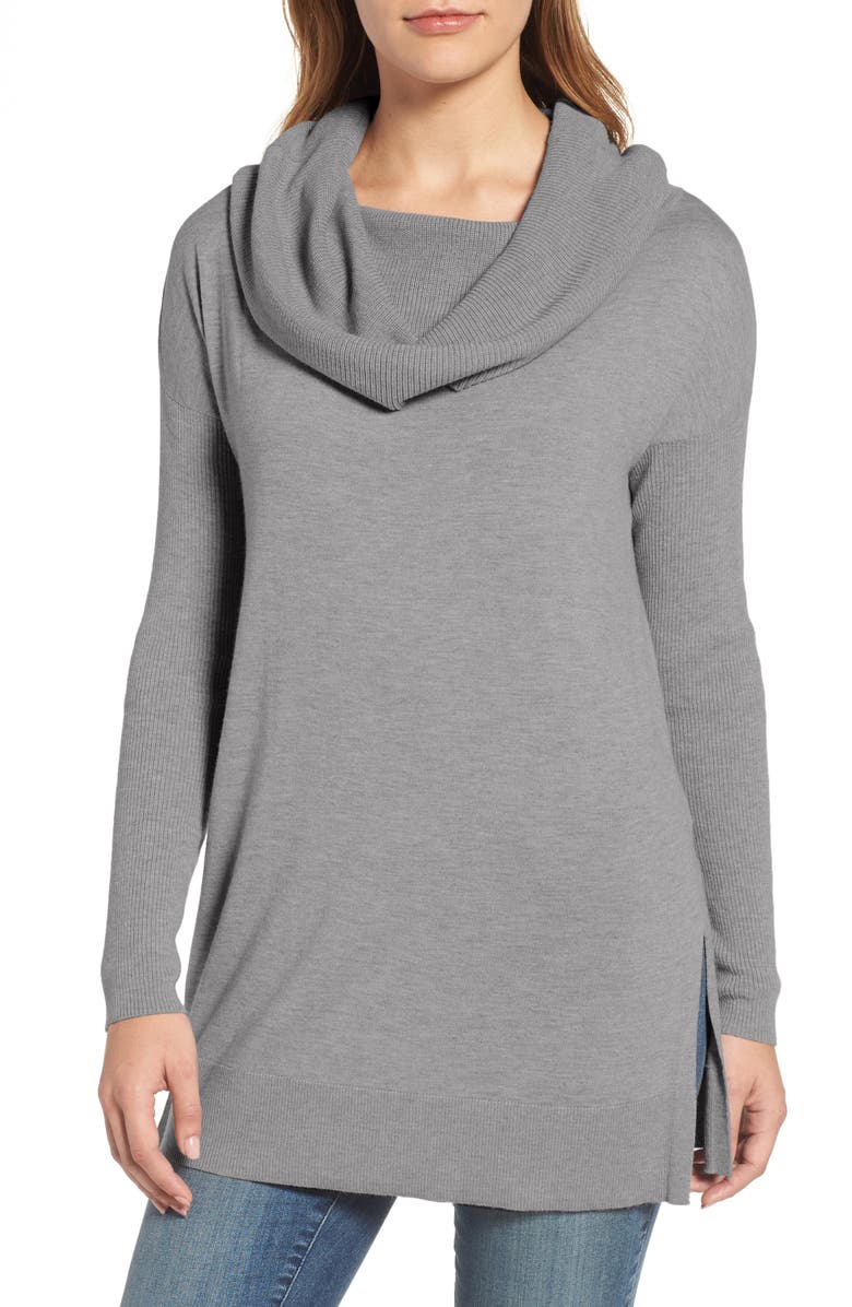 Caslon<sup>®</sup> Side Slit Convertible Cowl Neck Tunic, Main, color,