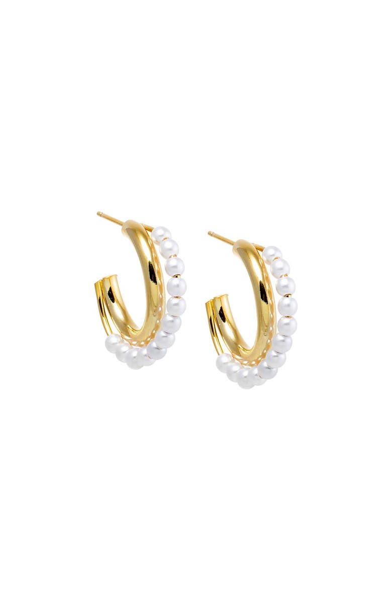 BY ADINA EDEN Pearl Intertwined Double Hoop Earring, Main, color, 