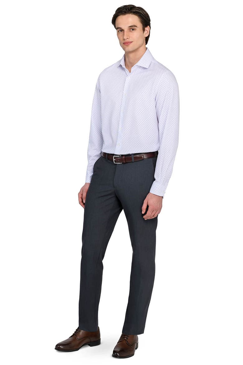 Regular Fit Dash Print Performance Dress Shirt, Alternate, color, WHITE/ PURPLE