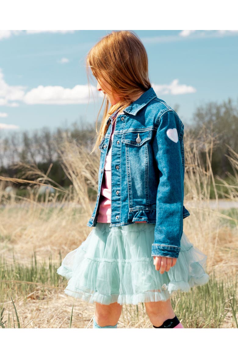 Little Girl's Mesh Skirt With Frills Turquoise, Alternate, color, Aqua Sea