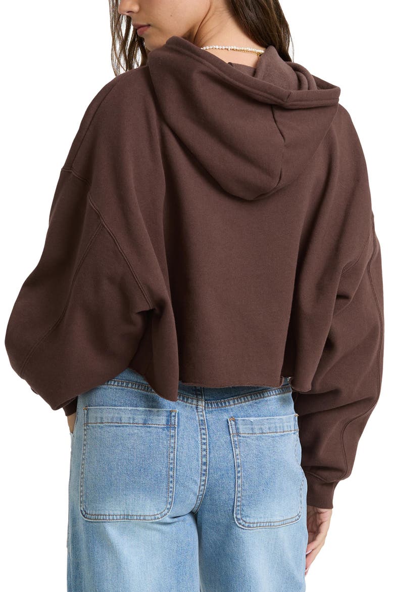 Giddy Up Graphic Oversized Cropped Hoodie, Alternate, color, TEAK
