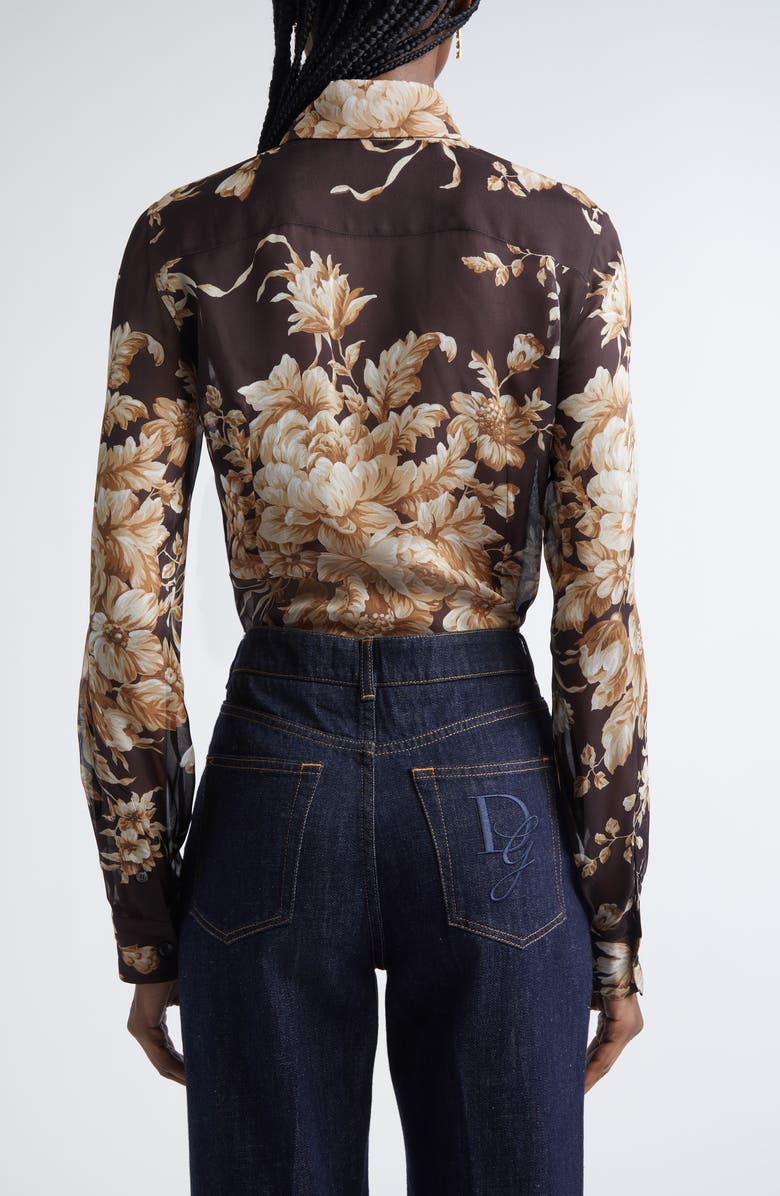 Dolce&Gabbana Rose Print Silk Chiffon Button-Up Shirt, Alternate, color, Hm4ox Rose Cretonne F.moro