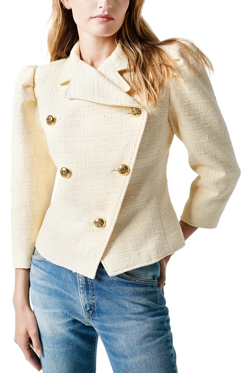 Smythe Double Breasted Cotton Blend Tweed Jacket, Main, color,