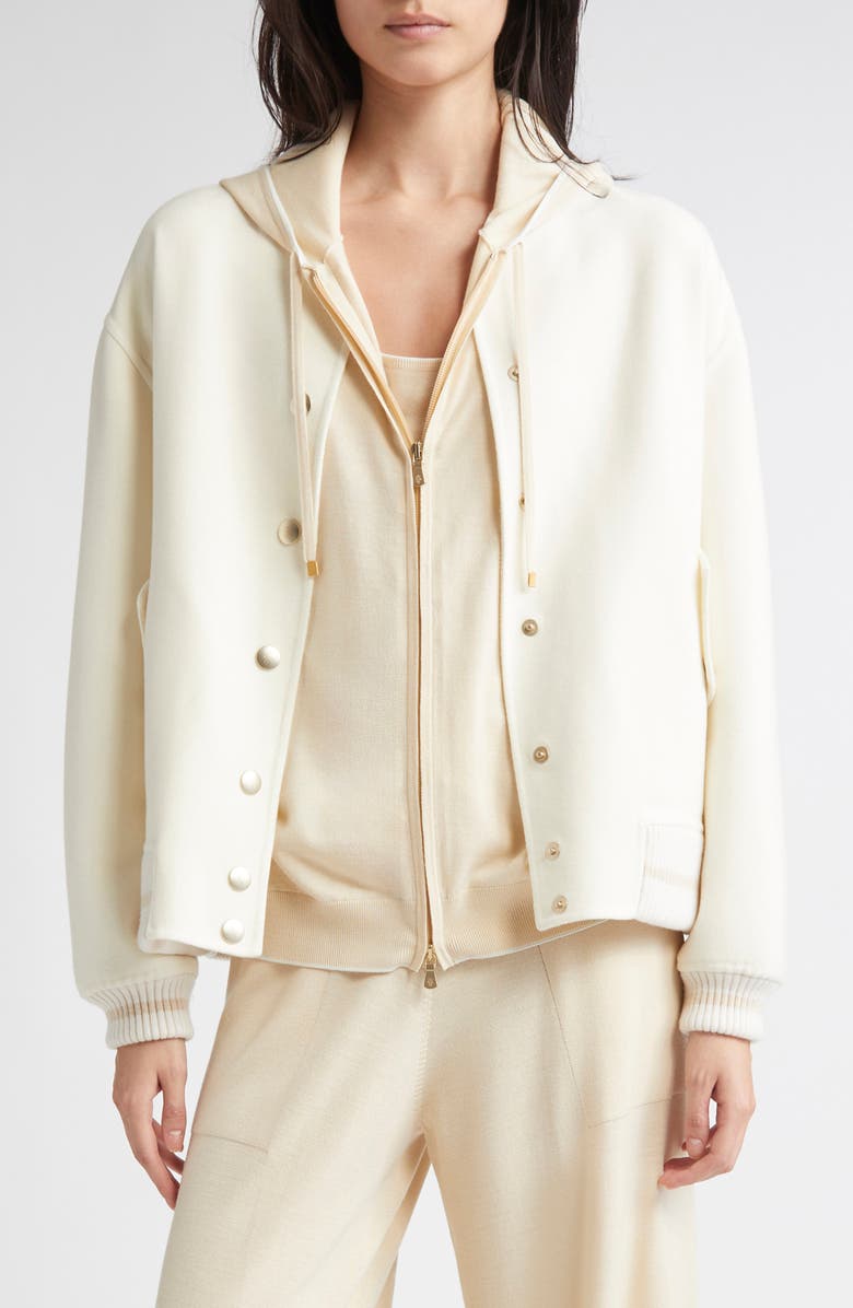 Eleventy Wool Varsity Jacket, Main, color, Vicuna And Sand