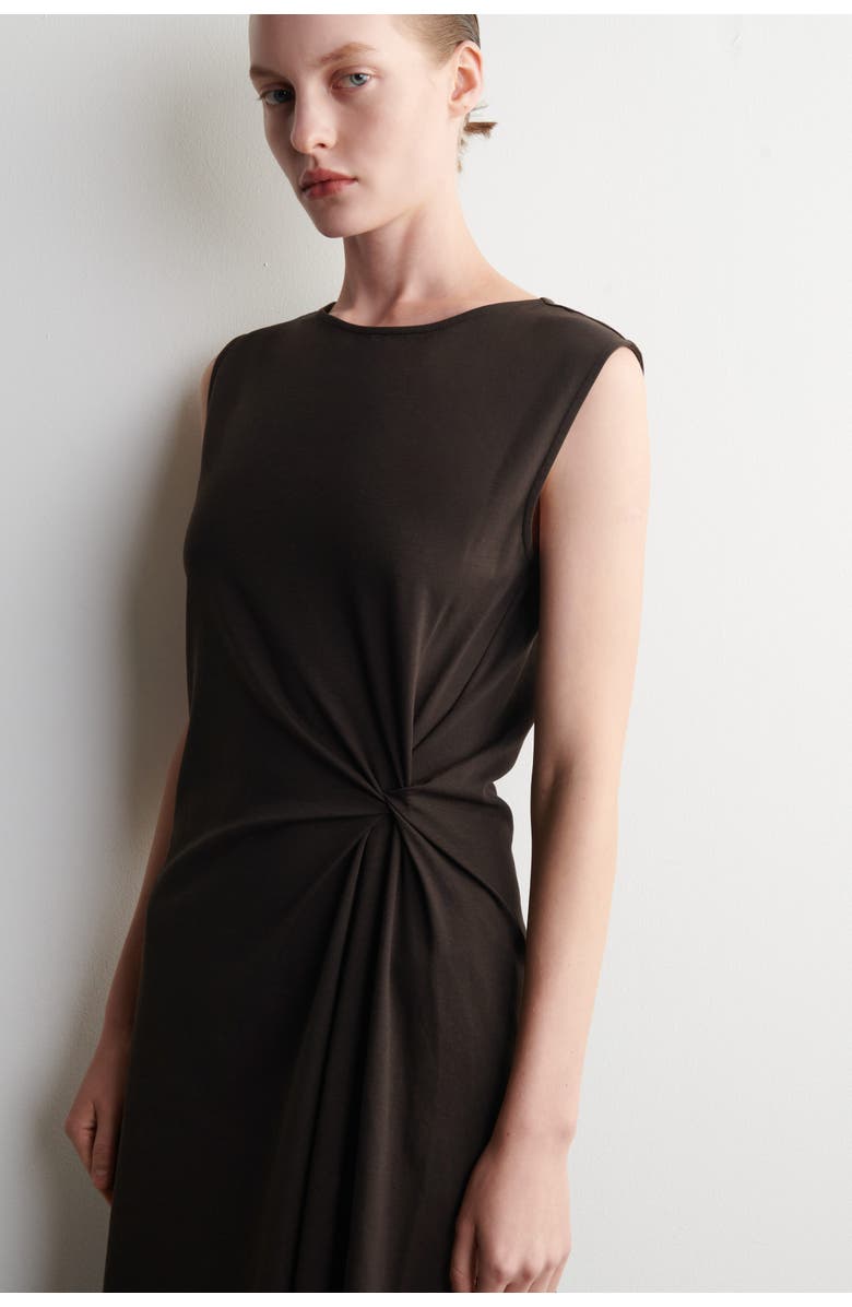 COS Twist-detail Jersey Midi Dress, Alternate, color, Brown