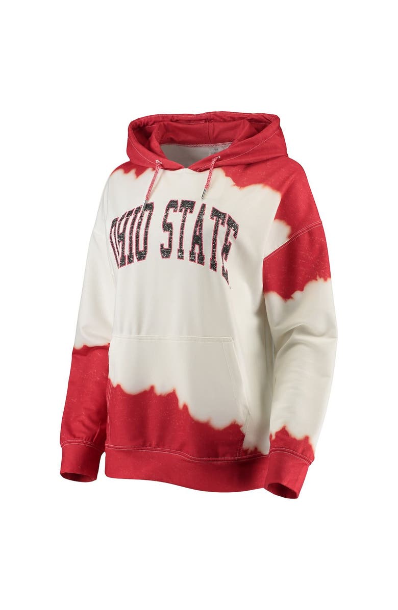 GAMEDAY COUTURE Women's Gameday Couture White/Scarlet Ohio State Buckeyes For the Fun Double Dip-Dyed Pullover Hoodie, Alternate, color,