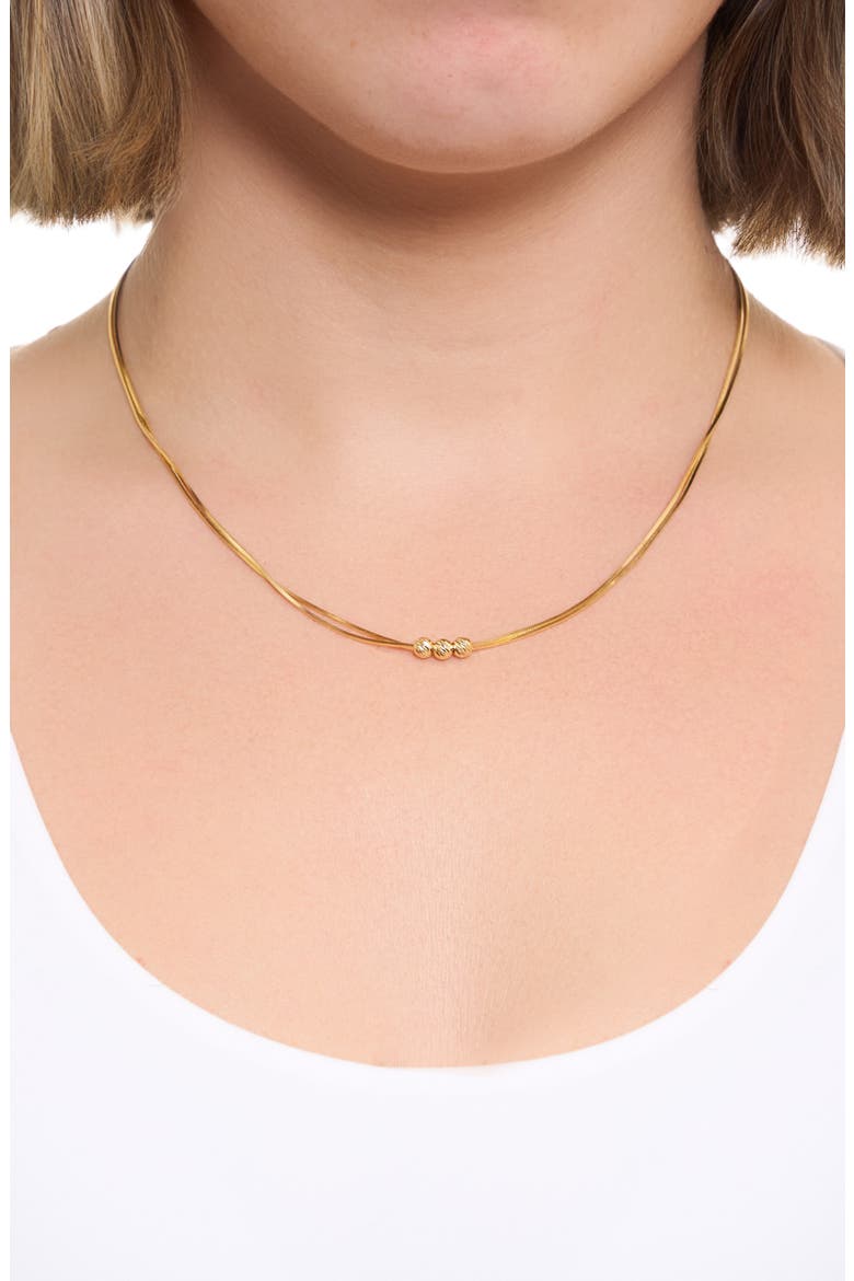 Double Chain Beaded Necklace, Alternate, color, GOLD