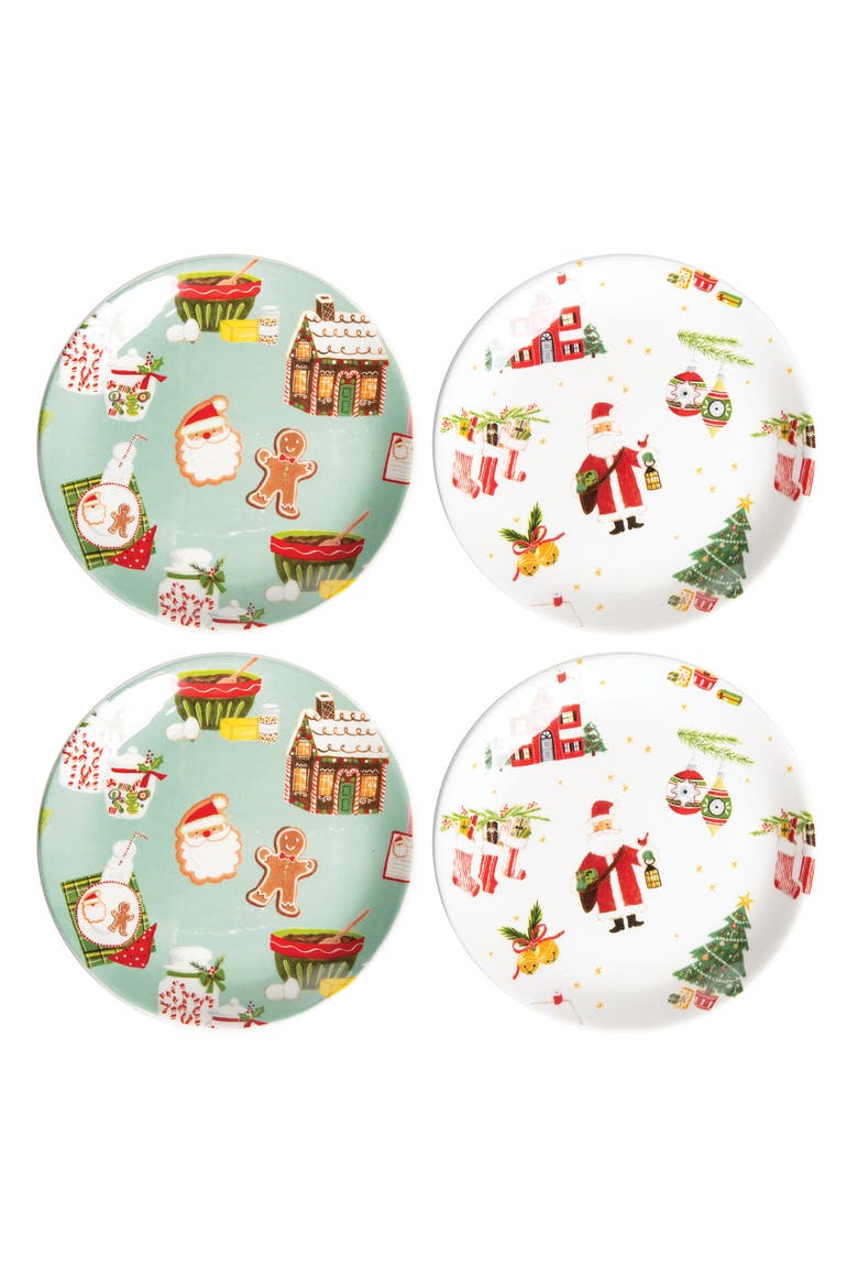 Xmas Cookie Toss & Alphabet Plate Set of 4, Main, color, Green