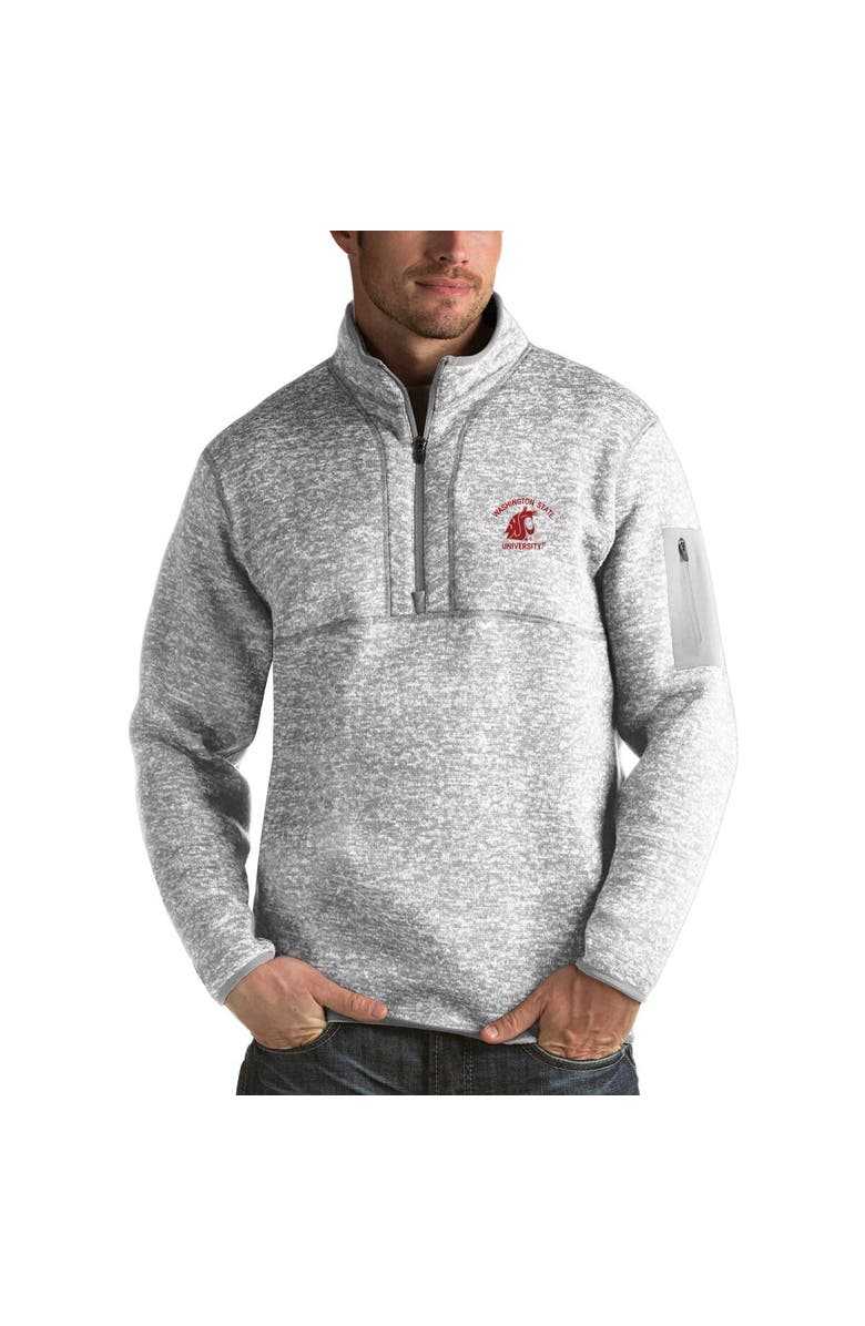 ANTIGUA Men's Antigua Gray Washington State Cougars Fortune Half-Zip Sweatshirt, Main, color, 