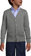 Lands' End School Uniform Boys Cotton Modal Button Front Cardigan Sweater