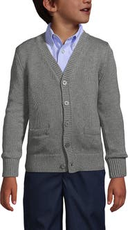 Lands' End School Uniform Boys Cotton Modal Button Front Cardigan Sweater