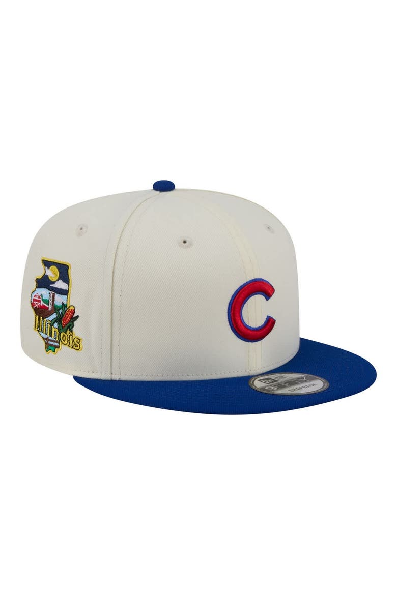 Men's New Era Cream/Royal Chicago Cubs Localized 9FIFTY Snapback Hat, Main, color, Cream