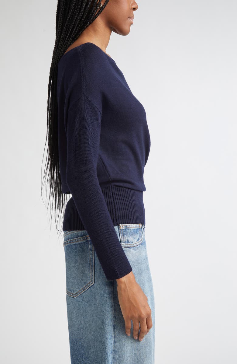Ramy Brook Chance Wool Off the Shoulder Sweater, Alternate, color, Navy