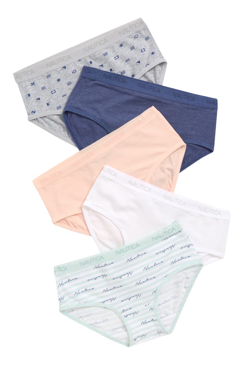 Kids' 5-Pack Stretch Cotton Briefs, Main, color, QUIET BLUE HTHR/ FLAG AOP
