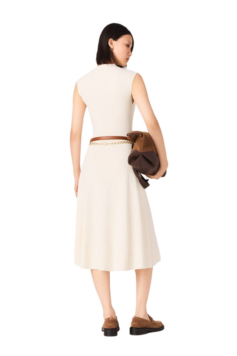 Ribbed dress with side slit, Alternate, color, Ecru