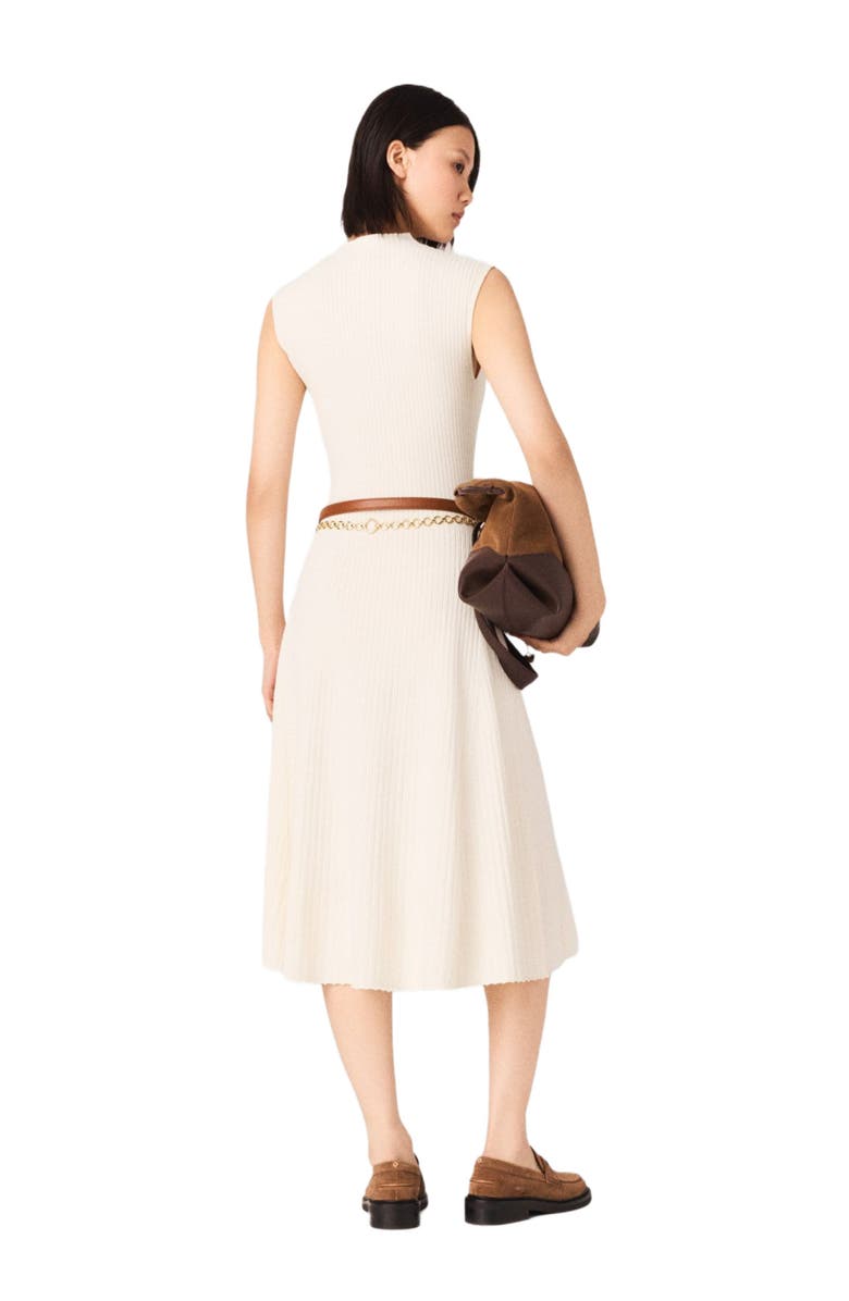 maje Ribbed dress with side slit, Alternate, color, Ecru