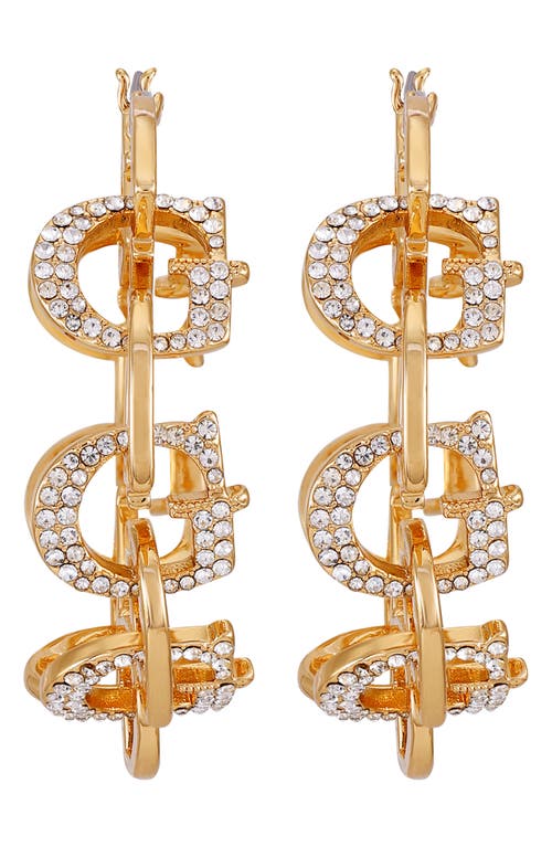 Guess Pavé Crystal 'g' Hoop Earrings In Gold