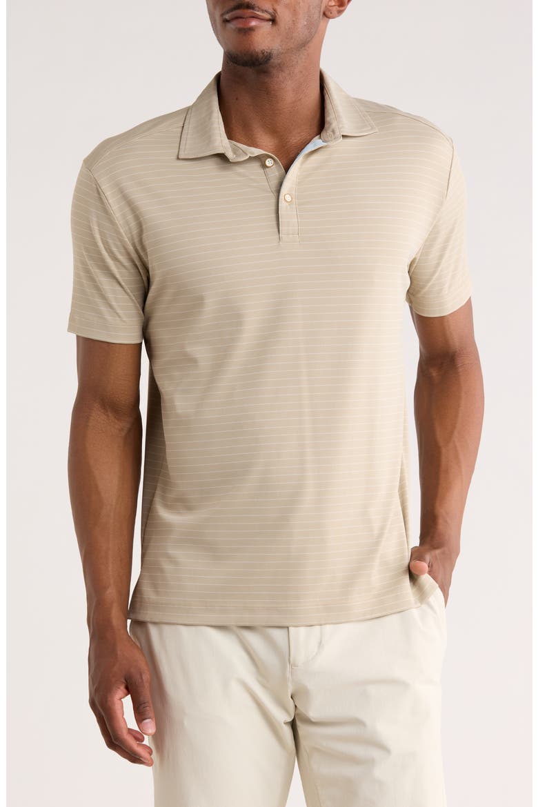 Nublend Stripe Hybrid Piqué Polo, Main, color, STONE
