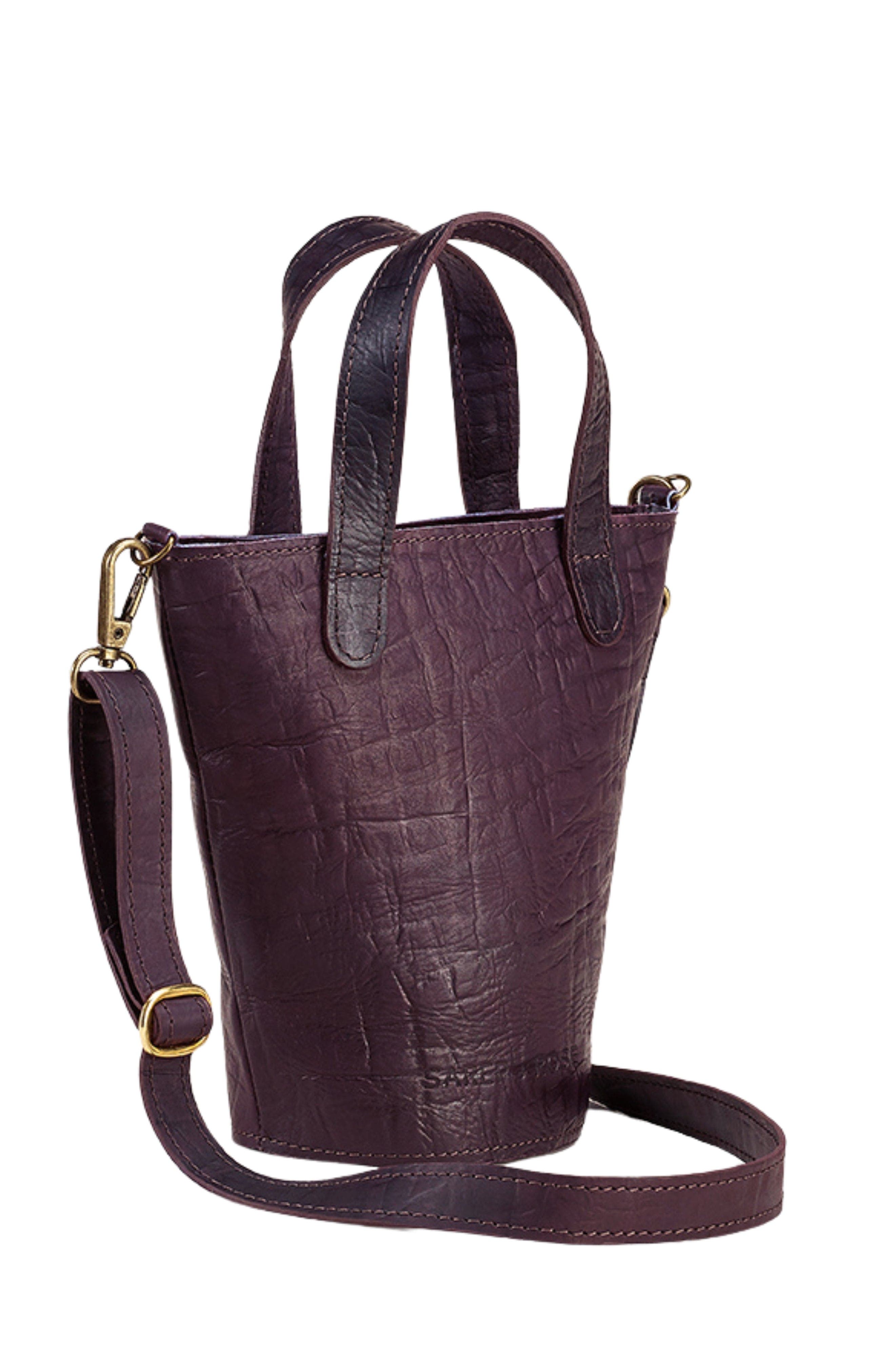 Sara Mini Leather Tote Bag, Alternate, color, Deep Purple