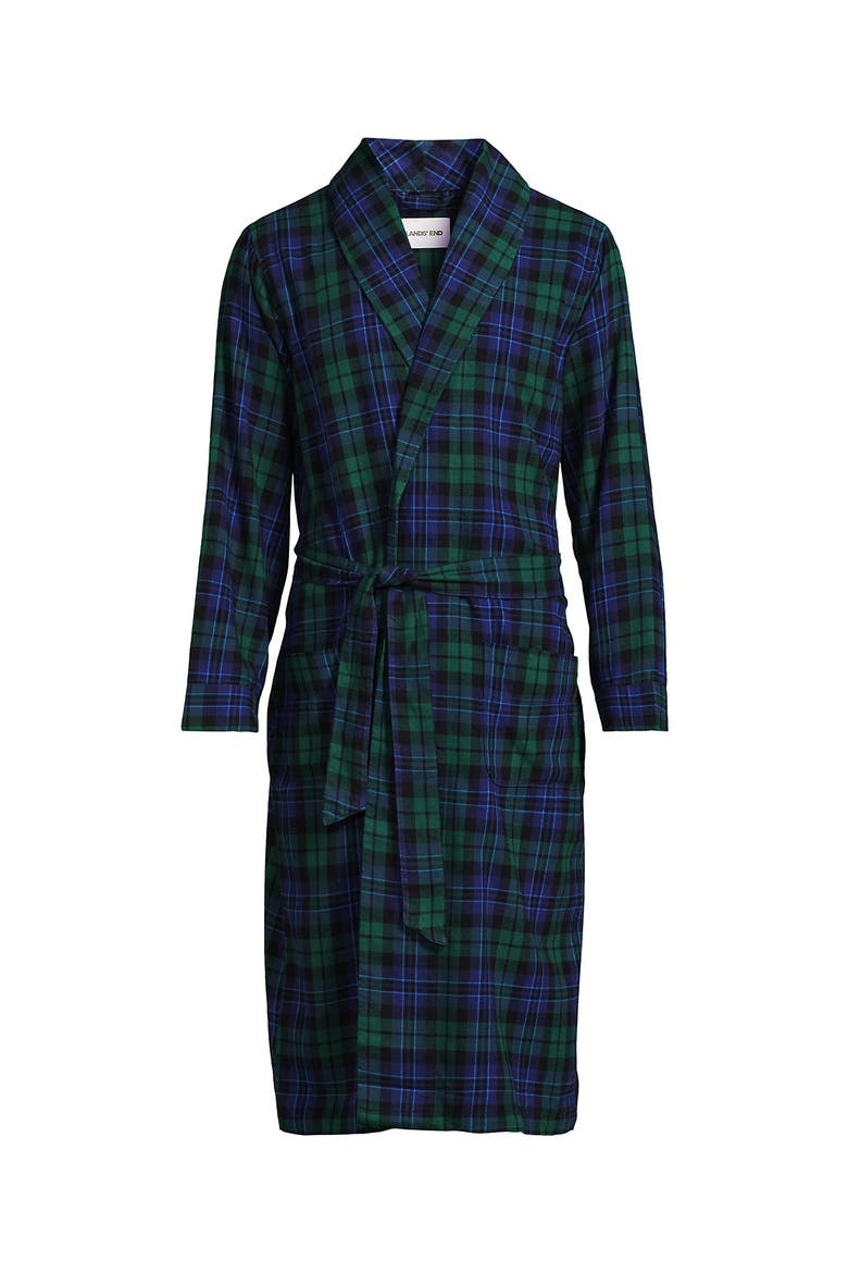 Flannel Robe, Alternate, color, Liberty Blue/Pine Blackwatch