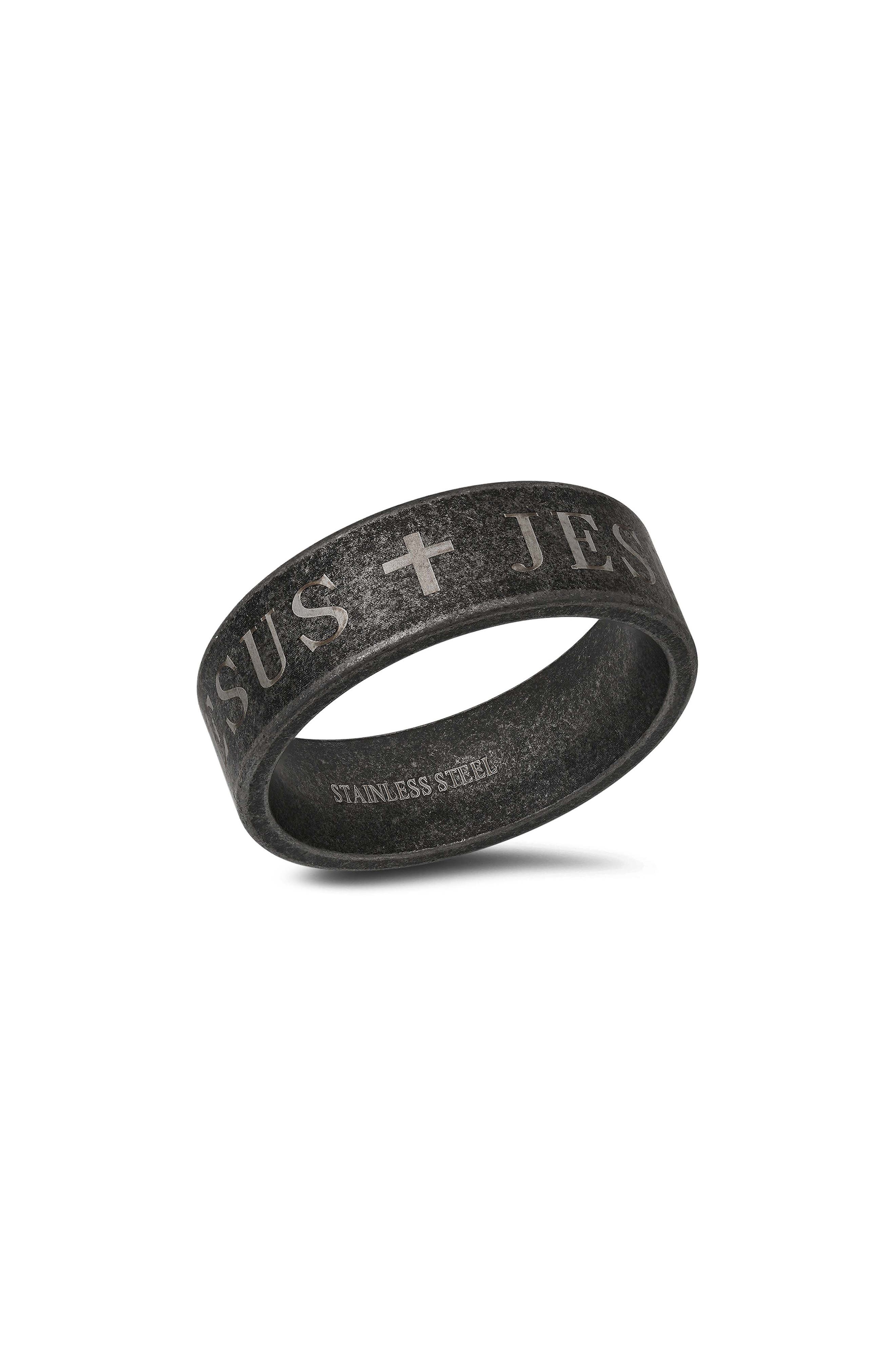Men's Oxidized Stainless Steel Band Ring