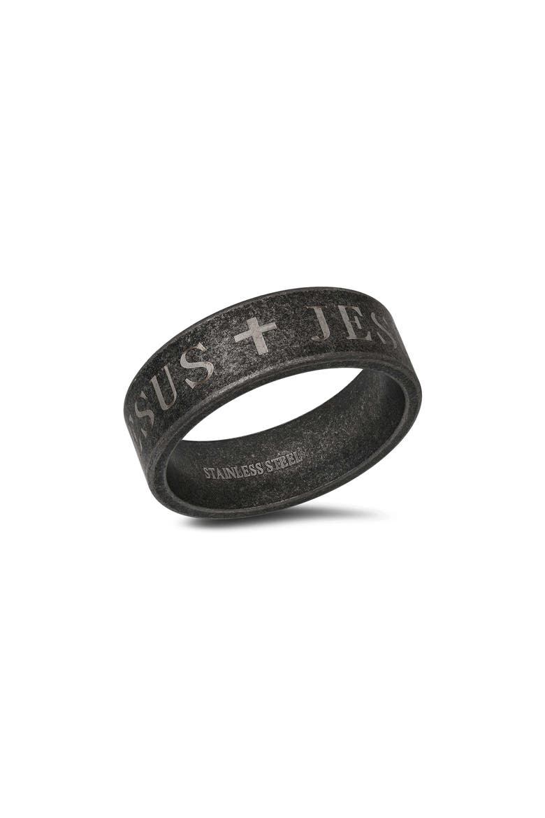 Men's Oxidized Stainless Steel Band Ring, Main, color, BLACK