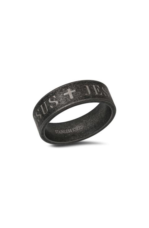 Men's Oxidized Stainless Steel Band Ring