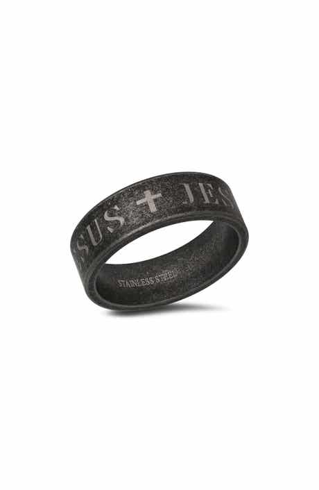 Men's Oxidized Stainless Steel Band Ring
