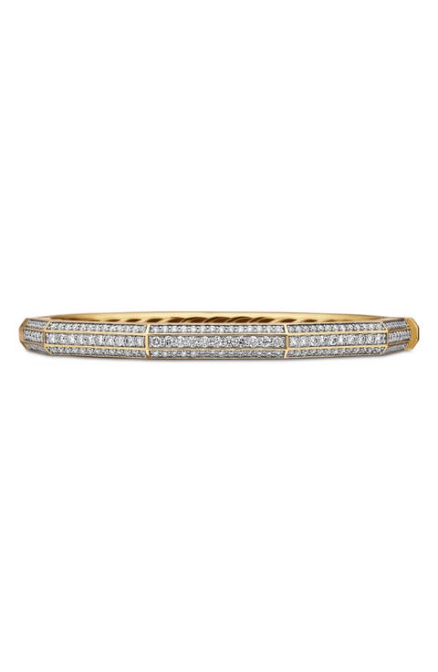 Carlyle Bracelet in 18K Yellow Gold with Pavé Diamonds, 5.5mm