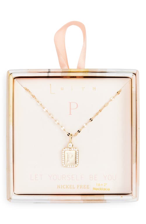 Leith Initial Pendant Necklace In P- Clear- Gold