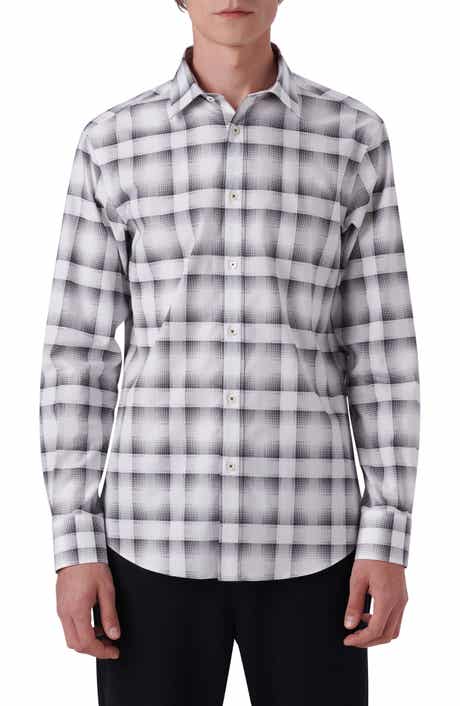 Bugatchi Shaped Fit Plaid Stretch Cotton Button-Up Shirt