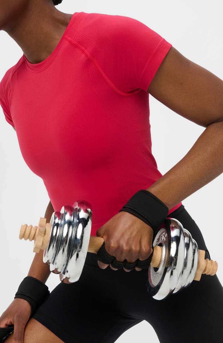 Sweaty Betty Athlete Seamless Workout Crop T-Shirt, Alternate, color, Crimson Red