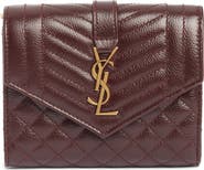 Saint Laurent Monogram Matelassé Leather Trifold Wallet