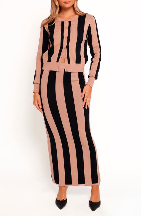 Katin Tripe Cardigan & Maxi Skirt Set