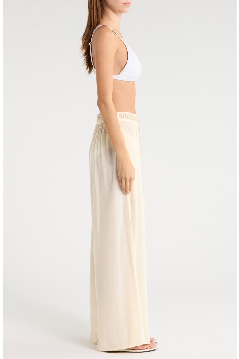 Tie Belt Wide Leg Cover-Up Pants, Alternate, color, OFF WHITE