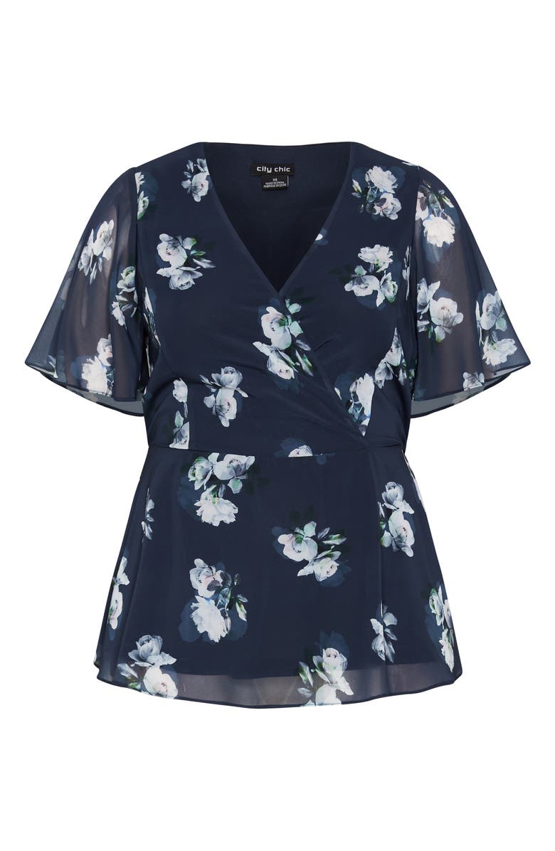 City Chic Carmen Floral Faux Wrap Top, Alternate, color,