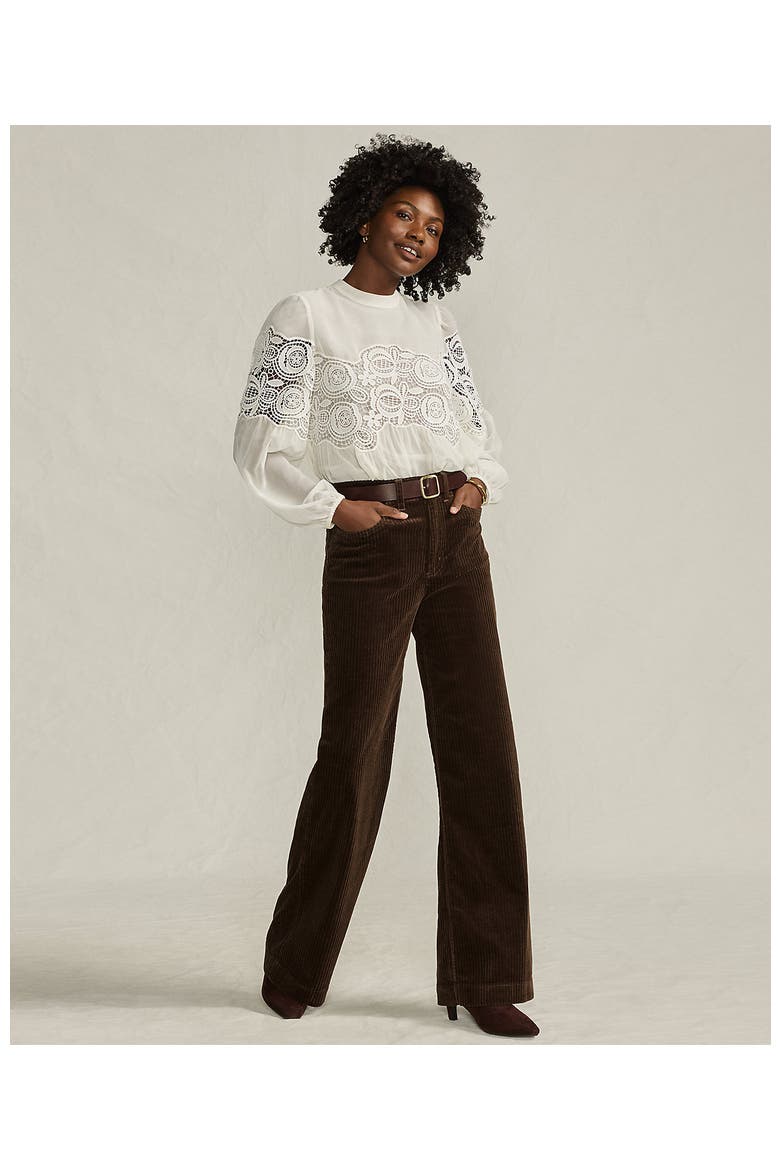 Petite High Rise Wide Leg Corduroy Pants, Alternate, color, Rich Coffee