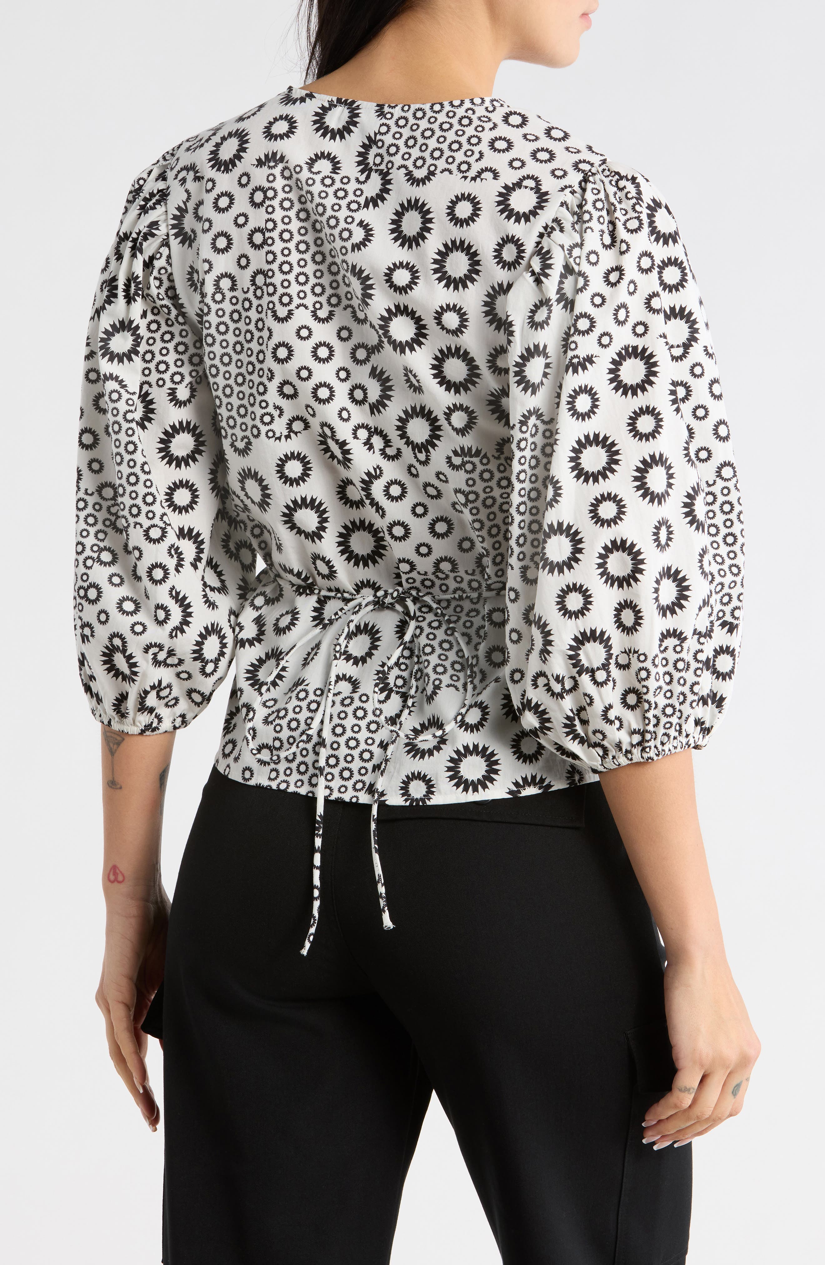 Print Woven Wrap Top - image 2