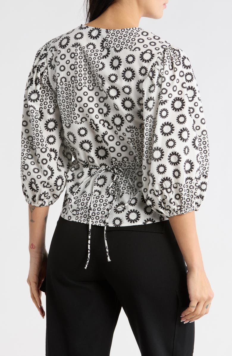 Desigual Print Woven Wrap Top, Alternate, color, Black