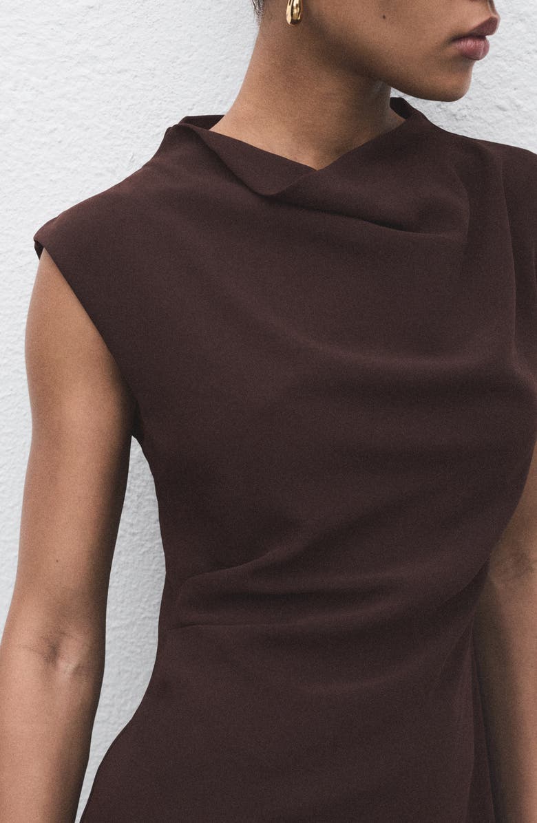 MANGO Cowl Neck Minidress, Alternate, color, Chocolate