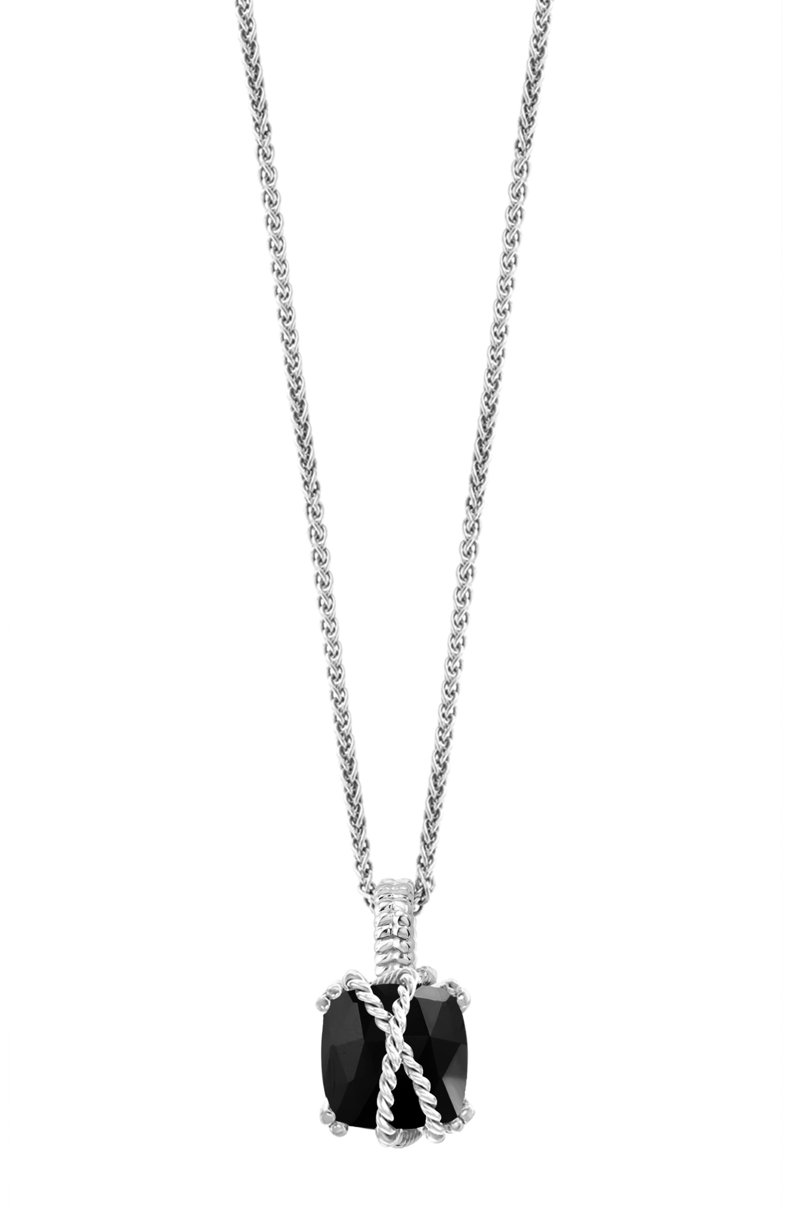 EFFY Sterling Silver Onyx Pendant Necklace