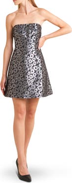 FREEMARKET Metallic Strapless Flare Minidress