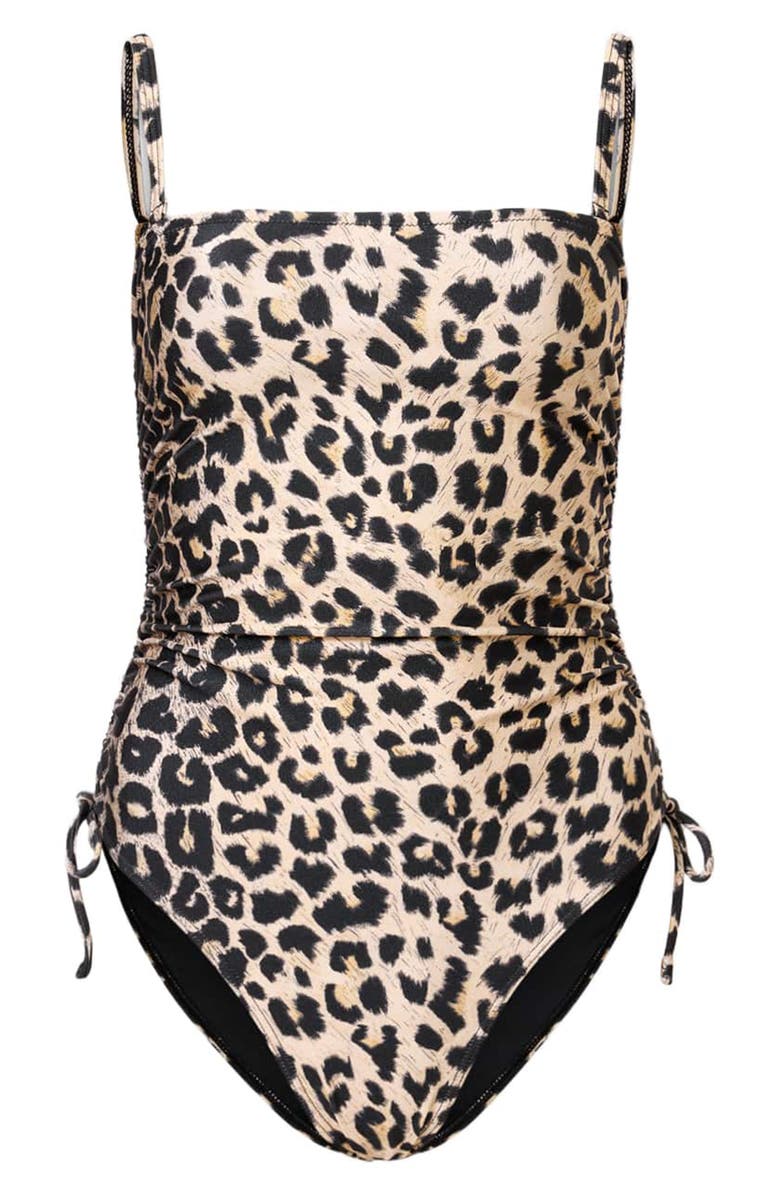 AllSaints Court Side Tie One-Piece Swimsuit, Alternate, color, Leppo Brown