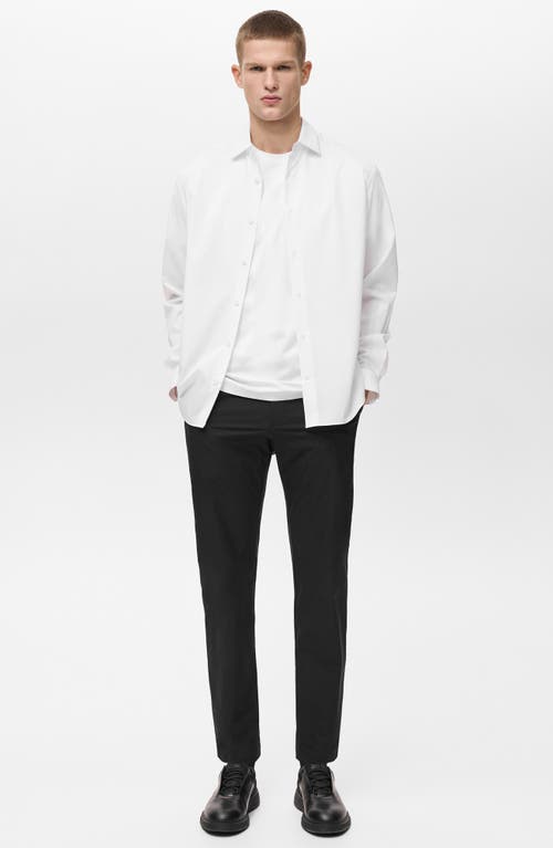 Mango Comfort Stretch Easy Iron Cotton Blend Button-up Shirt In White