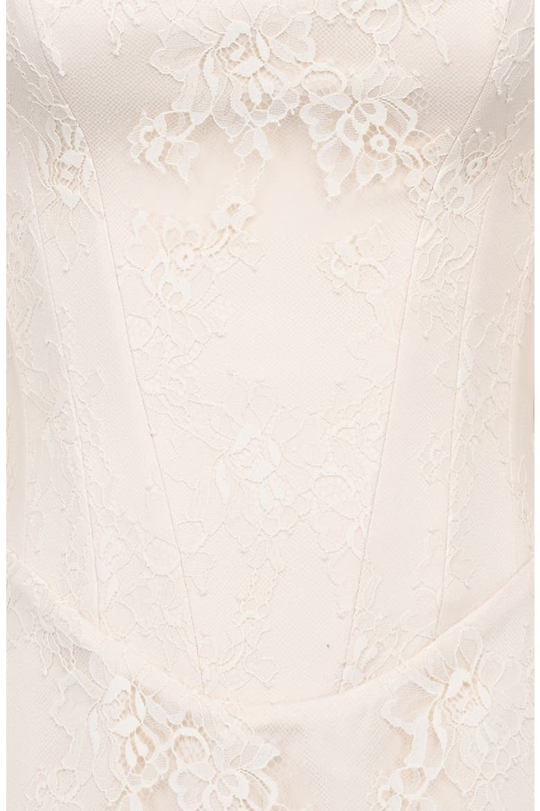 Aliana Lace Overlay Long Sleeve Cocktail Minidress, Alternate, color, VINTAGE IVORY