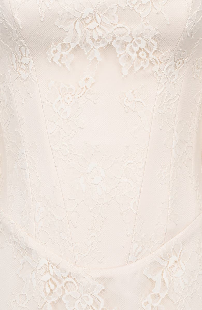 HOUSE OF CB Aliana Lace Overlay Long Sleeve Cocktail Minidress, Alternate, color, Vintage Ivory