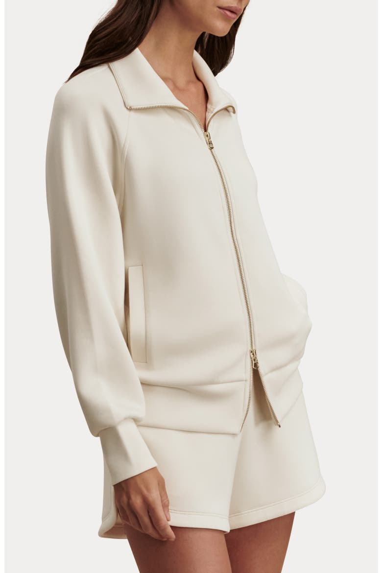 Tyde Mixed Media Zip Front Sweatshirt, Alternate, color, PRISTINE