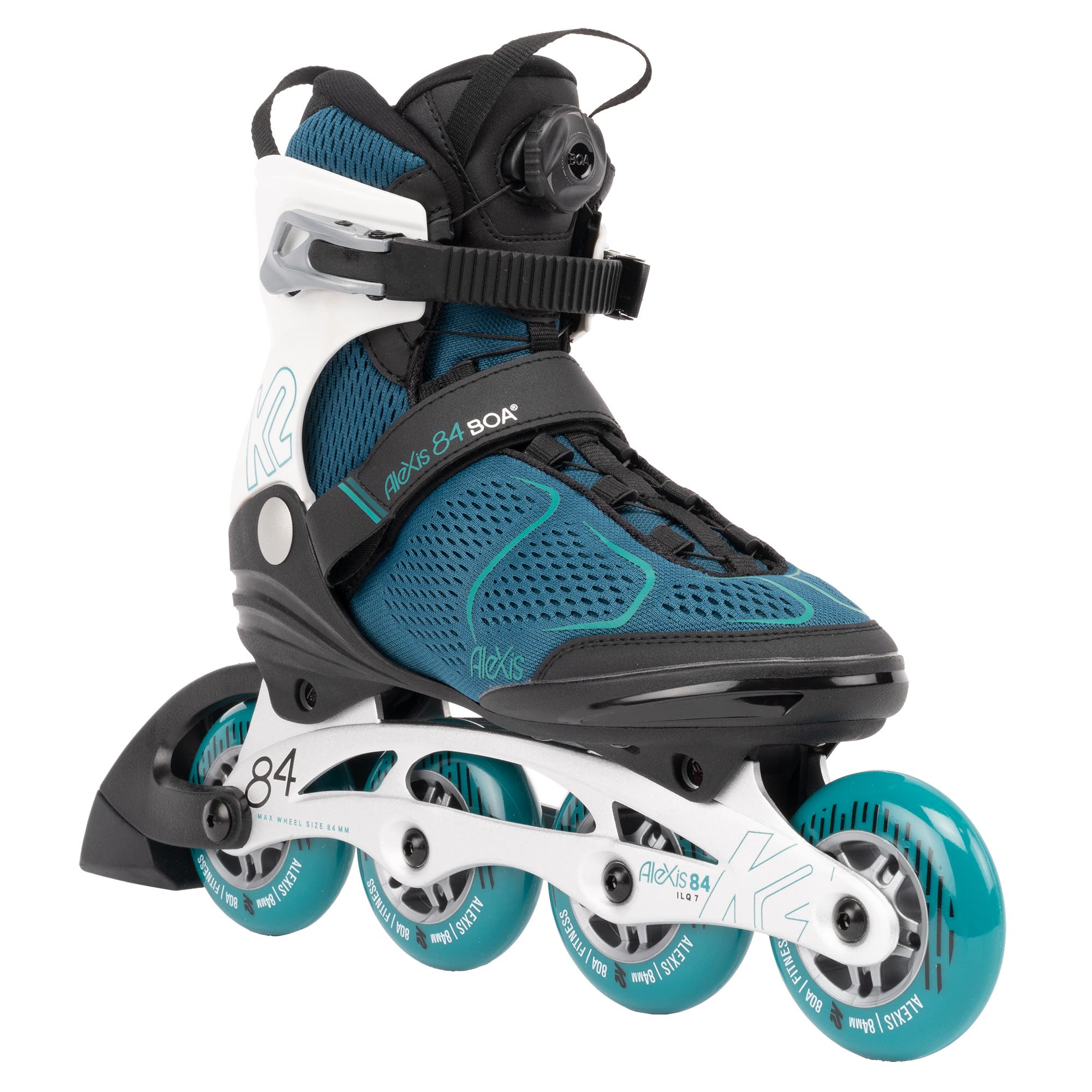 K2 Alexis 84 Boa Teal Womens Inline Skates, Main, color, Teal/White