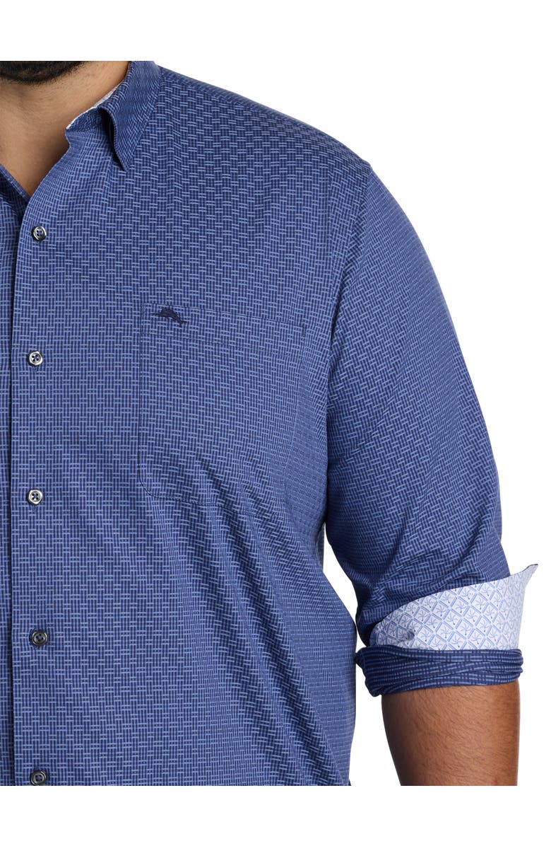 Tommy Bahama Big & Tall Sarasota Ventura Stripe Sport Shirt, Alternate, color, Island Navy