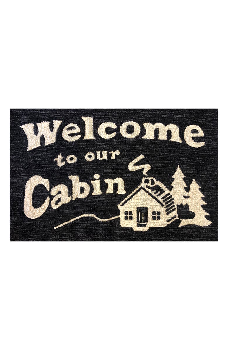 R16 HOME Welcome Cabin Doormat, Main, color, Black/ Tan